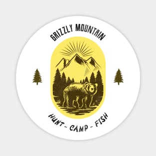 Grizzly Mountain Hunt Camp Fish - Yellow Magnet